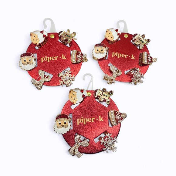 NEW 3x Piper K - Christmas Winter Rhinestone & Pearl Embellished Mini Claw Clips - Picture 1 of 5